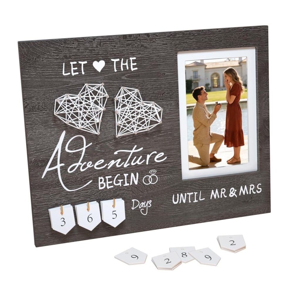 Engagement Gifts for Couple, Wedding Countdown, Engaged Picture Frame
